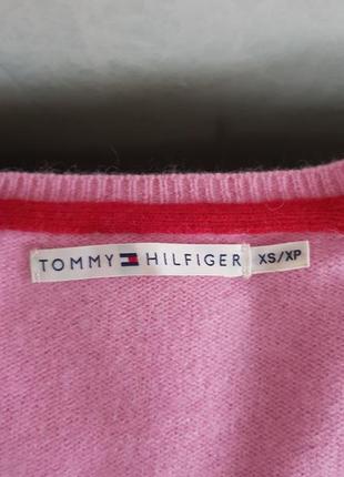 Вовняний пуловер з ромбами рожевий светр ангоровий джемпер вовна ангора tommy hilfiger xs8 фото