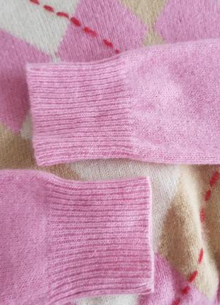 Вовняний пуловер з ромбами рожевий светр ангоровий джемпер вовна ангора tommy hilfiger xs5 фото