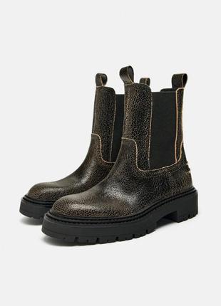 Челси zara 39 кожа, 25,3 см. ботинки zara1 фото
