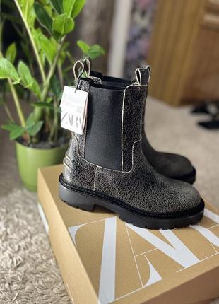 Челси zara 37, 39 кожаные, ботинки zara