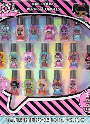 Townley girl l.o.l surprise non-toxic peel-off nail polish set with glittery, 18 pcs.