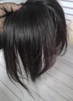Челка шторка накладка макушка 100% натуральный волос.
