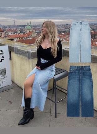 Трендова джинсова спідниця bershka у двох кольорах