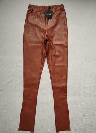 Мегакруті штани легінси з екошкіри з розрізами збоку висока посадка parisian2 фото