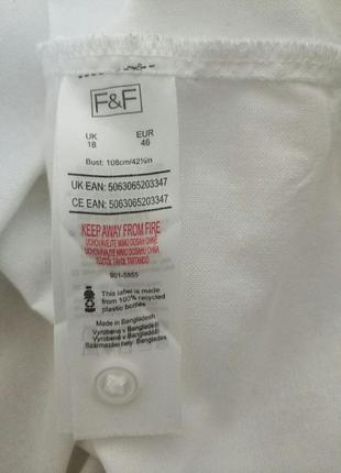 F&amp;f актуальная белая рубашка рубашка туника накладные карманы батал 100%cotton, бренд f&amp;f, р.187 фото