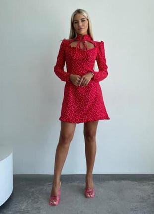 Жіноча міні сукня 69/2/20 плаття софт вільного крою у горох (s-m , l-xl розміри)8 фото