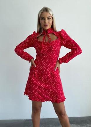 Жіноча міні сукня 69/2/20 плаття софт вільного крою у горох (s-m , l-xl розміри)7 фото