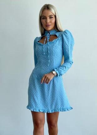 Жіноча міні сукня 69/2/20 плаття софт вільного крою у горох (s-m , l-xl розміри)3 фото
