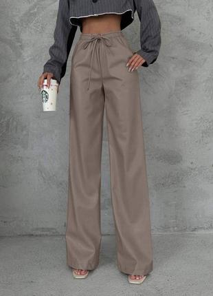 Жіночі брюки еко шкіра на флісі 32/92/ мр 059 штани  (42-46, 48-52, 54/56  розміри)8 фото