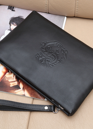 Чоловічий шкіряний клатч гаманець на блискавці, натуральна шкіра портмоне