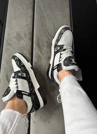 Жіночі кросівки louis vuitton trainer sneaker black / white / екслюзивне жіноче взуття луі вітон трейнер5 фото