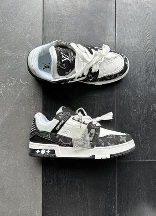 Жіночі кросівки louis vuitton trainer sneaker black / white / екслюзивне жіноче взуття луі вітон трейнер1 фото