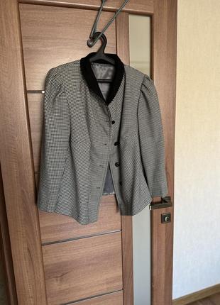 Стильный пиджак шерстяной жакет  курточка блейзер  гусиная лапка размер л7 фото
