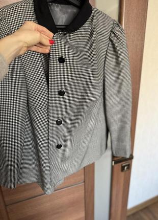 Стильный пиджак шерстяной жакет  курточка блейзер  гусиная лапка размер л