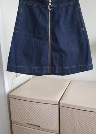 Короткая джинсовая юбка мини коттон1 фото