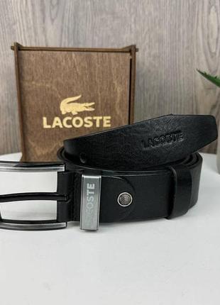 Класичний чоловічий шкіряний ремінь широкий стиль лакоста крокодил lacoste преміум якість6 фото