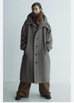 Стильная теплое шерстяное пальто размер л2 фото