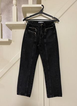 Серые джинсы/штаны зара с потертостями (34)