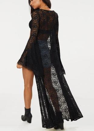 Платье prettylittlething black lace flare sleeve maxi kimono
, xl2 фото