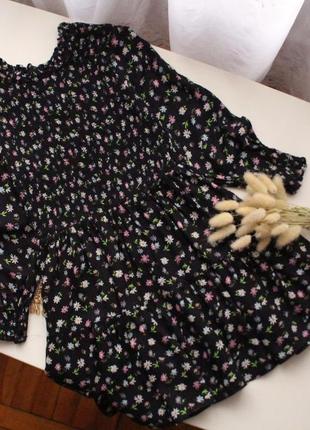 Черное платье из вискозы в цветочный принт m&amp;s 7-8 лет1 фото
