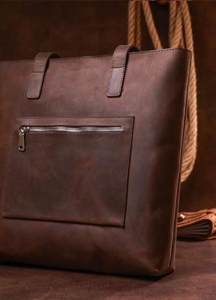 Винтажная женская сумка-шоппер shvigel 16349 коричневый7 фото