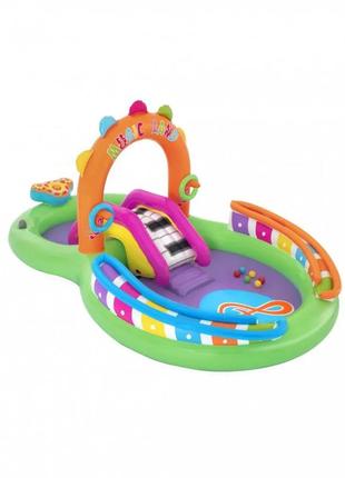 Дитячий надувний ігровий центр "музика" bw 53117 з гіркою1 фото