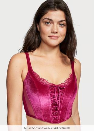 Корсетный бархатный топ victoria’s secret dream angels unlined lace-up corset top10 фото