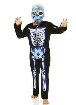 Скелет карнавальний комбінезон кігурумі світиться в темряві фліс із трикотажною спинкою1 фото