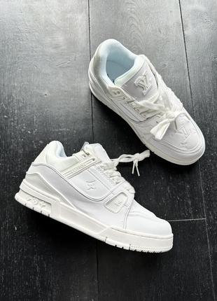 Жіночі кросівки louis vuitton trainer sneaker white / еклюзивне демісезонне жіноче взуття луі вітон трейнер білі кроси