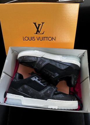 Жіночі кросівки louis vuitton trainer “black/white” чорні з білою підошвою / демісезонне жіноче взуття луі вітон трейнер