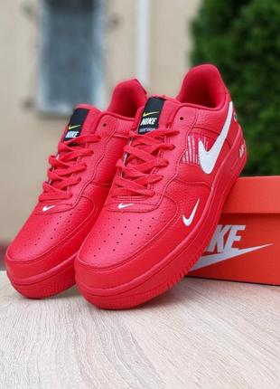 Чоловічі кросівки nike air force 1 low red white найк форс червоного з білим кольорів