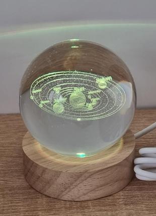 Світильник - нічник "кришталева куля" сонячна система3 фото