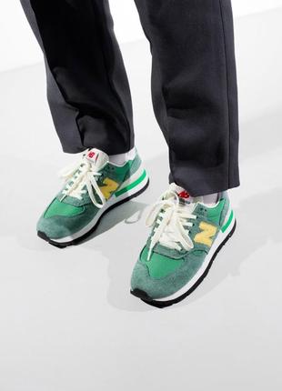 New balance 574 green/yellow кроссовки унисекс4 фото