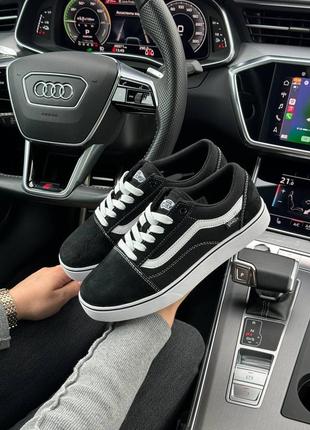 Жіночі чорно-білі замшеві кеди в стилі vans old skool 🆕 кросівки ванс олд скул