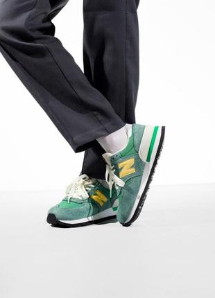 New balance 574 green/yellow кроссовки унисекс5 фото