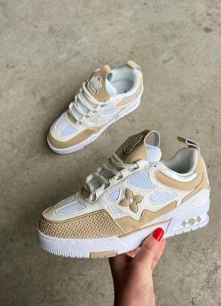 Женские кроссовки louis vuitton 1854 skate sneakers beige / эксклюзивная женская обувь луи витон бежевые8 фото