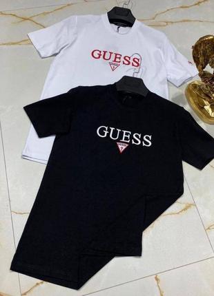 Футболка в стиле guess черная белая коттон