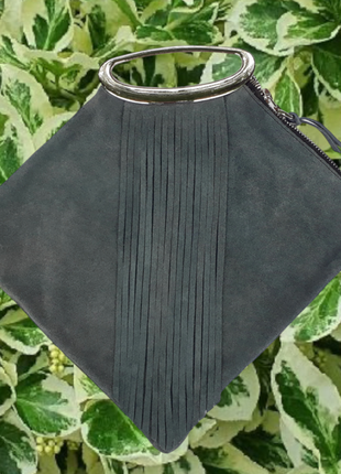 Замшевый клатч с бахромой "ореган" (темно-бирюзовый)1 фото