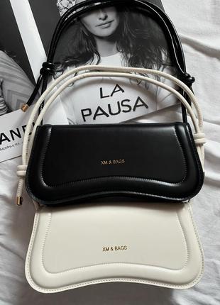 Багет сумка на плечо черная, белая в стиле jw pei2 фото