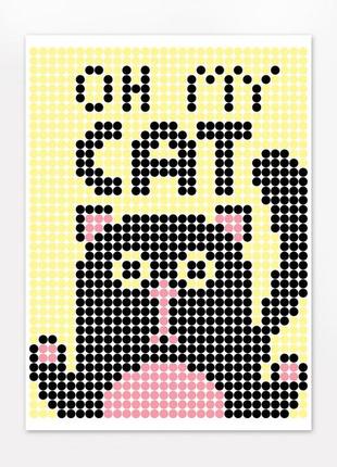 Картина за номерами стікерами в тубусі "кіт" 1200 стікерів 1807, 33х48 см3 фото