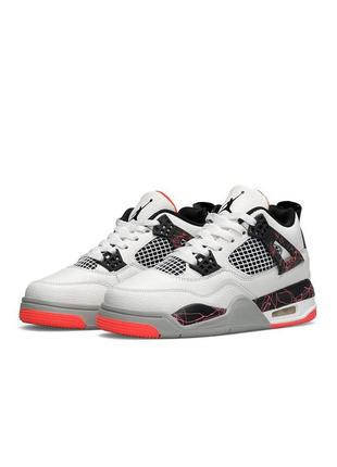 Nike air jordan 4 retro белые с красным