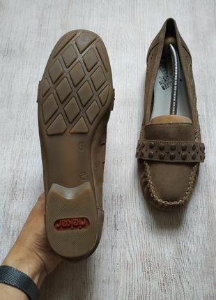 Rieker, шкіряні туфлі лофери мокасини з перфорацією, дублена шкіра5 фото
