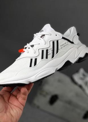 Мужские кроссовки adidas ozweego white black адидас озвученного белого с черными цветами5 фото