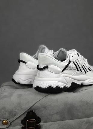 Мужские кроссовки adidas ozweego white black адидас озвученного белого с черными цветами6 фото