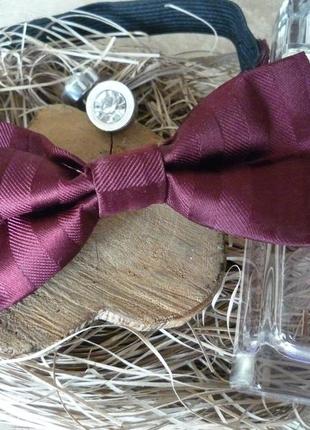 Вінтаж краватка метелик, регульований на липучці, бордо, марсала унісекс1 фото