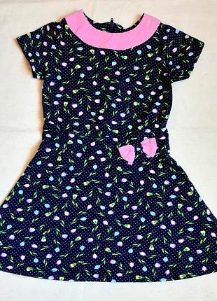 Плаття темно-синє з рожевим тюльпаном "contrast" германія на 4 роки (104 см)