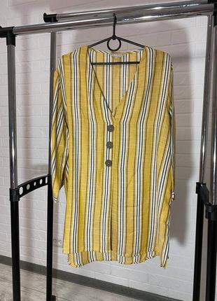 Полосатая желтая блузка в полоску, полосатая блуза, полосатая рубашка