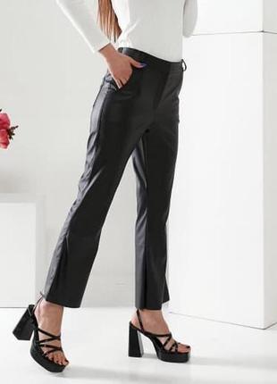 Жіночі укорочені брюки еко шкіра 1/57мр/и 124 штани кльош  (46, 48, 50, 52  розімри)4 фото