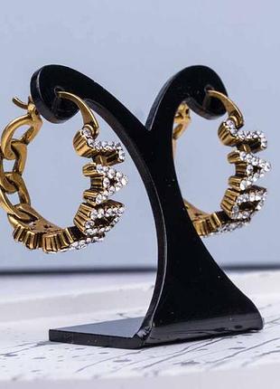 Серьги кольца, широкая цепь камнями