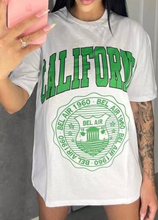 Распродажа 🏷 турецкая хлопковая удлиненная футболка с надписью california